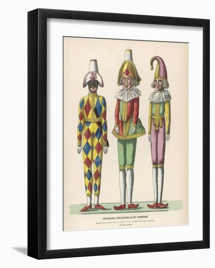 Harlequin Pulcinello, Punch, and Bobeche, Clown-null-Framed Photographic Print