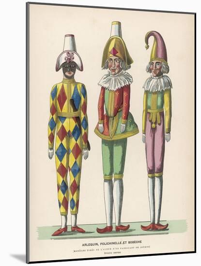 Harlequin Pulcinello, Punch, and Bobeche, Clown-null-Mounted Photographic Print