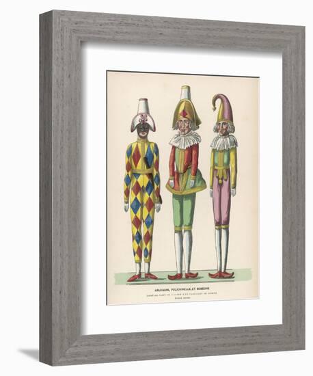 Harlequin Pulcinello, Punch, and Bobeche, Clown-null-Framed Photographic Print