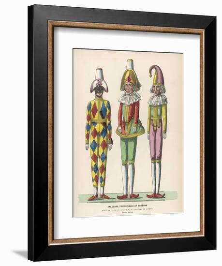 Harlequin Pulcinello, Punch, and Bobeche, Clown-null-Framed Photographic Print