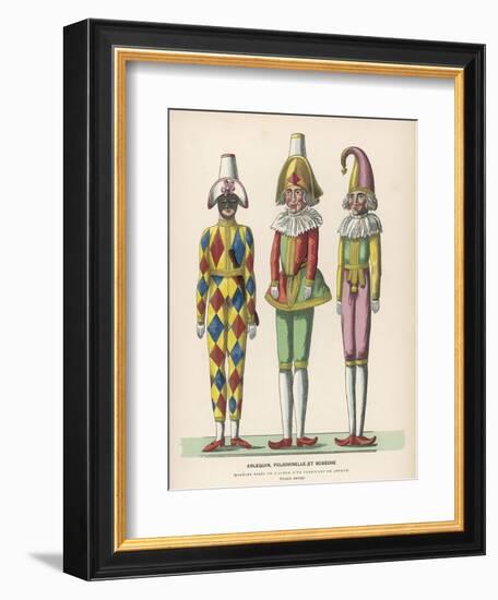 Harlequin Pulcinello, Punch, and Bobeche, Clown-null-Framed Photographic Print