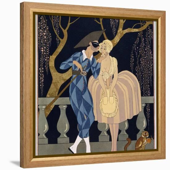 Harlequin's Kiss-Georges Barbier-Framed Premier Image Canvas