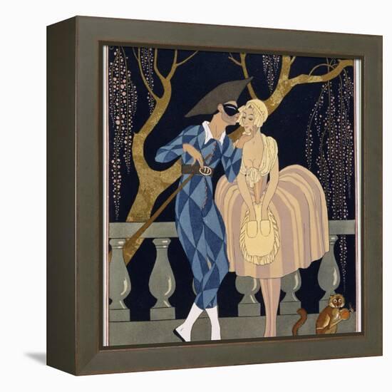 Harlequin's Kiss-Georges Barbier-Framed Premier Image Canvas