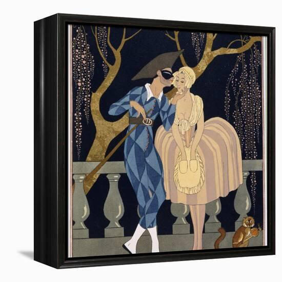 Harlequin's Kiss-Georges Barbier-Framed Premier Image Canvas