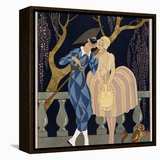 Harlequin's Kiss-Georges Barbier-Framed Premier Image Canvas