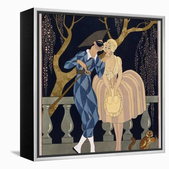 Harlequin's Kiss-Georges Barbier-Framed Premier Image Canvas