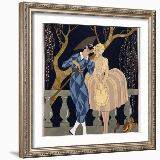 Harlequin's Kiss-Georges Barbier-Framed Giclee Print