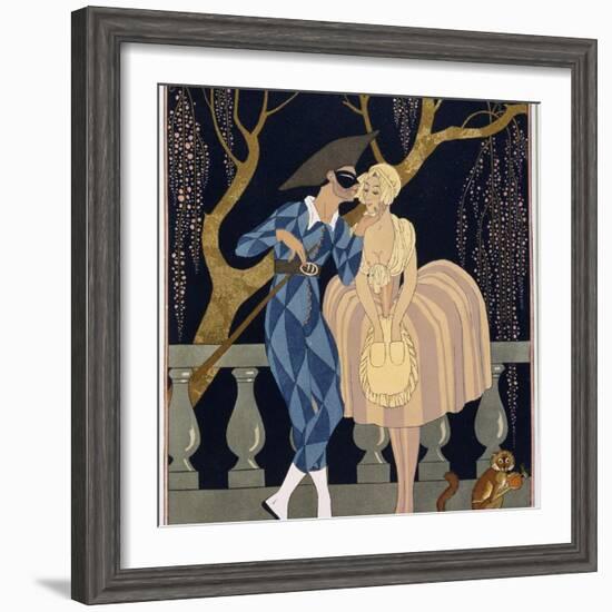 Harlequin's Kiss-Georges Barbier-Framed Giclee Print