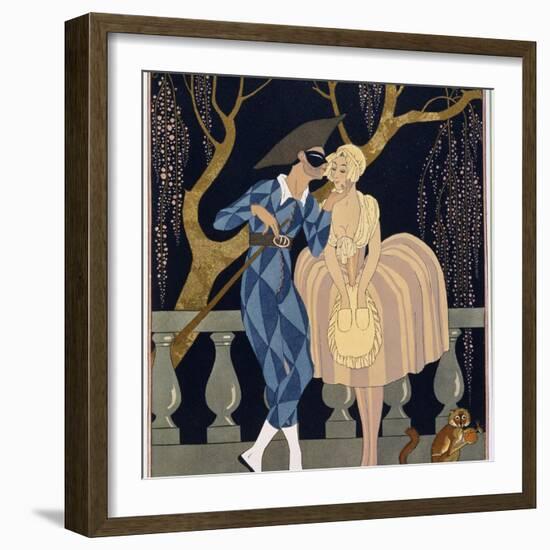 Harlequin's Kiss-Georges Barbier-Framed Giclee Print