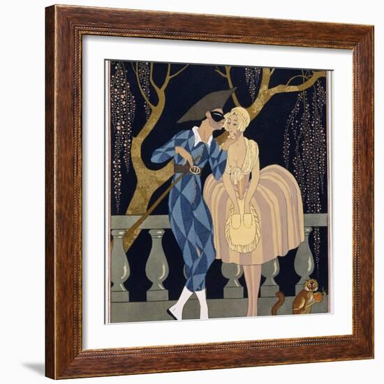 Harlequin's Kiss-Georges Barbier-Framed Giclee Print