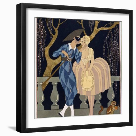 Harlequin's Kiss-Georges Barbier-Framed Giclee Print