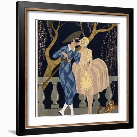 Harlequin's Kiss-Georges Barbier-Framed Giclee Print