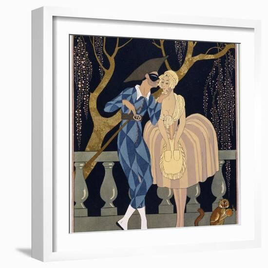 Harlequin's Kiss-Georges Barbier-Framed Giclee Print