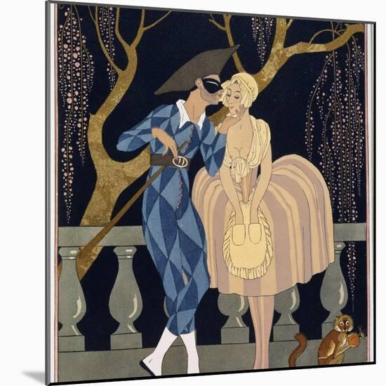 Harlequin's Kiss-Georges Barbier-Mounted Giclee Print