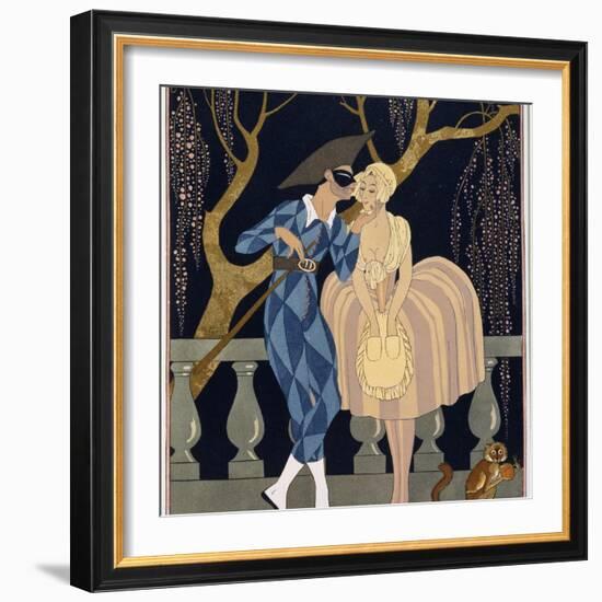 Harlequin's Kiss-Georges Barbier-Framed Giclee Print