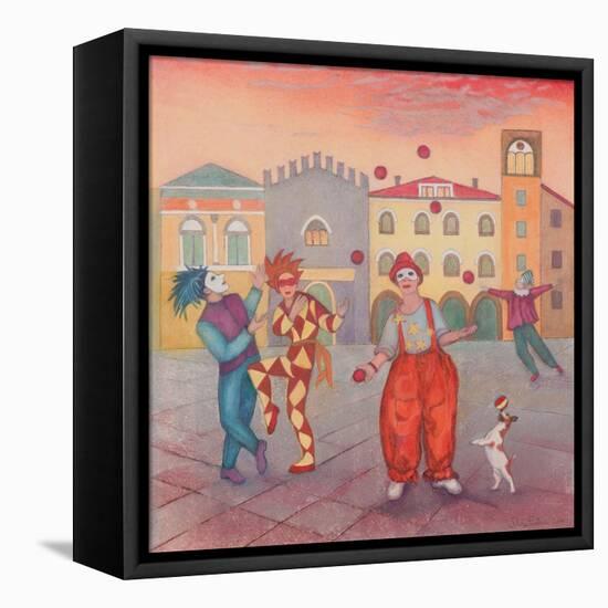 Harlequin Street Party, 2019 (W/C & Pastel)-Silvia Pastore-Framed Premier Image Canvas