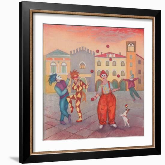 Harlequin Street Party, 2019 (W/C & Pastel)-Silvia Pastore-Framed Giclee Print