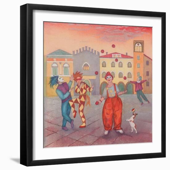 Harlequin Street Party, 2019 (W/C & Pastel)-Silvia Pastore-Framed Giclee Print