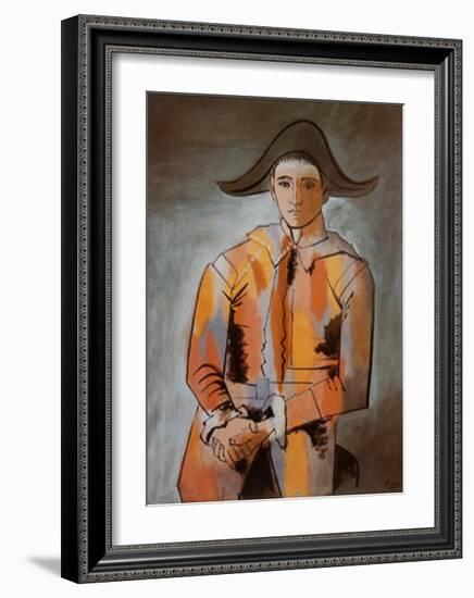 Harlequin with Folded Hands, c.1923-Pablo Picasso-Framed Art Print