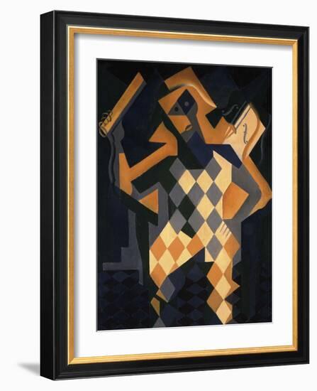 Harlequin With Violin-Juan Gris-Framed Premium Giclee Print