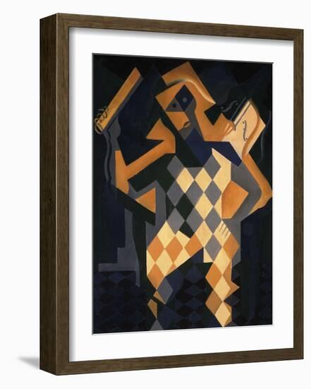 Harlequin With Violin-Juan Gris-Framed Premium Giclee Print