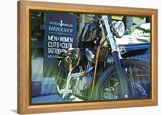 Harley Davidson at Old Glory Tattoo Parlor-Steve Ash-Framed Premier Image Canvas