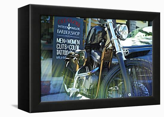 Harley Davidson at Old Glory Tattoo Parlor-Steve Ash-Framed Premier Image Canvas