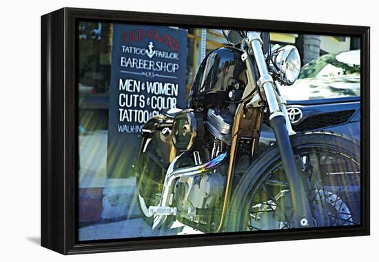 Harley Davidson at Old Glory Tattoo Parlor-Steve Ash-Framed Premier Image Canvas