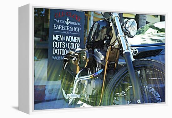 Harley Davidson at Old Glory Tattoo Parlor-Steve Ash-Framed Premier Image Canvas