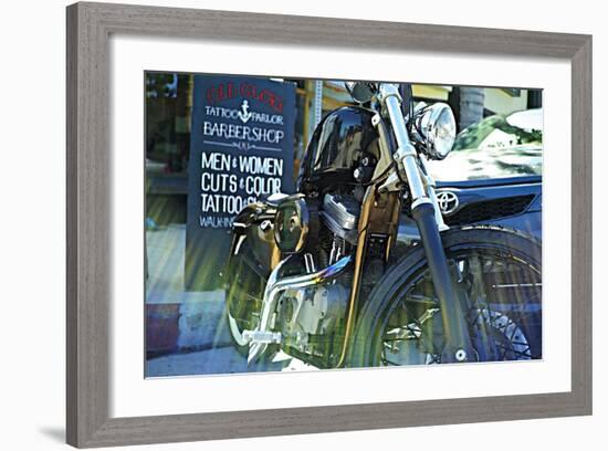 Harley Davidson at Old Glory Tattoo Parlor-Steve Ash-Framed Photographic Print