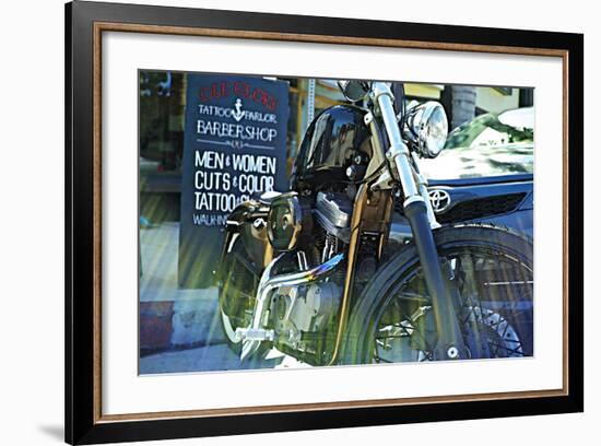 Harley Davidson at Old Glory Tattoo Parlor-Steve Ash-Framed Photographic Print