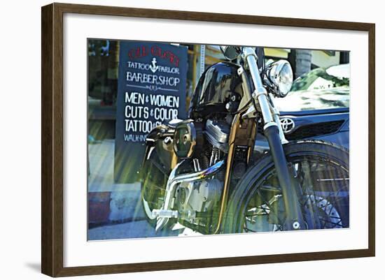 Harley Davidson at Old Glory Tattoo Parlor-Steve Ash-Framed Photographic Print