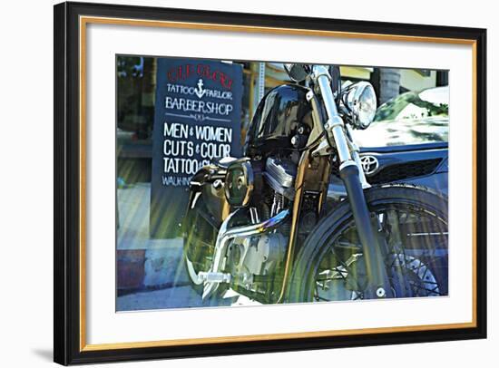 Harley Davidson at Old Glory Tattoo Parlor-Steve Ash-Framed Photographic Print