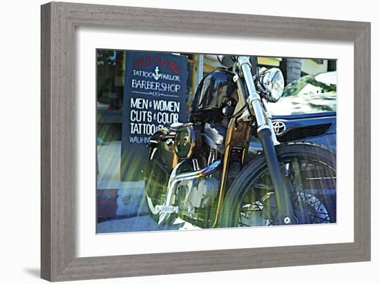 Harley Davidson at Old Glory Tattoo Parlor-Steve Ash-Framed Photographic Print