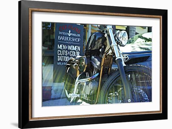 Harley Davidson at Old Glory Tattoo Parlor-Steve Ash-Framed Photographic Print