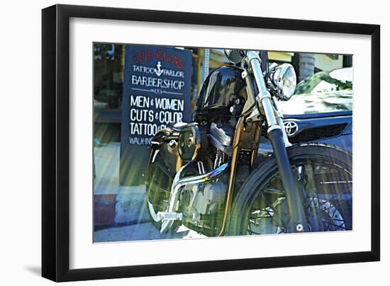 Harley Davidson at Old Glory Tattoo Parlor-Steve Ash-Framed Photographic Print