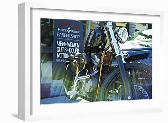 Harley Davidson at Old Glory Tattoo Parlor-Steve Ash-Framed Photographic Print