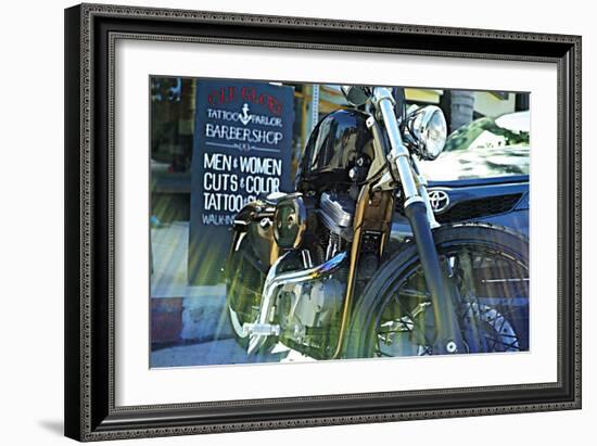 Harley Davidson at Old Glory Tattoo Parlor-Steve Ash-Framed Photographic Print