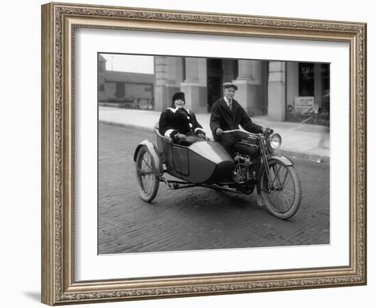 Harley Davidson Motorcycle Photograph - Seattle, WA-Lantern Press-Framed Art Print