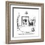 "Harmon was shaving and his stomach fell into the sink." - New Yorker Cartoon-George Booth-Framed Premium Giclee Print