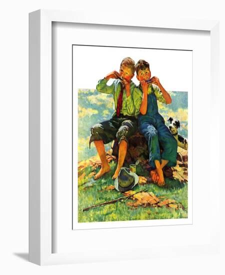 "Harmonica Players,"October 6, 1934-Eugene Iverd-Framed Giclee Print