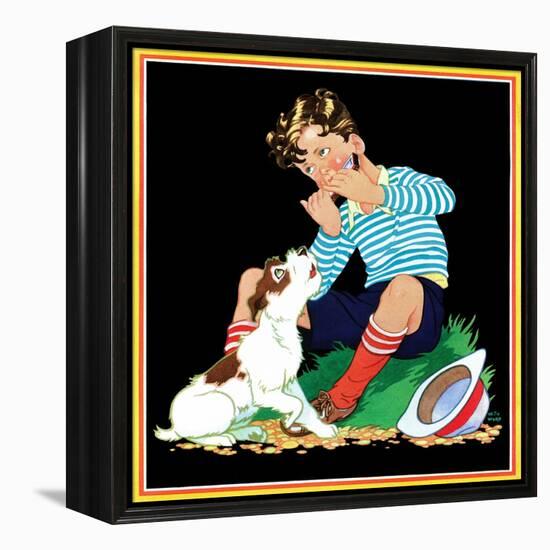 Harmonica Playing - Child Life-Keith Ward-Framed Premier Image Canvas