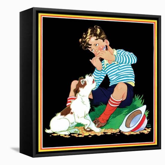 Harmonica Playing - Child Life-Keith Ward-Framed Premier Image Canvas