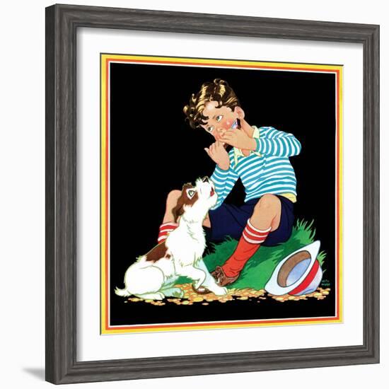 Harmonica Playing - Child Life-Keith Ward-Framed Giclee Print