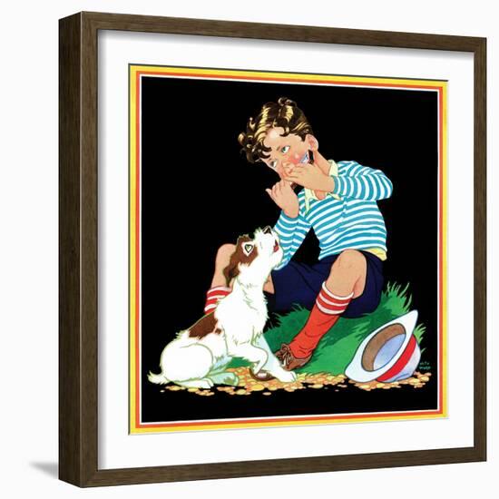 Harmonica Playing - Child Life-Keith Ward-Framed Giclee Print