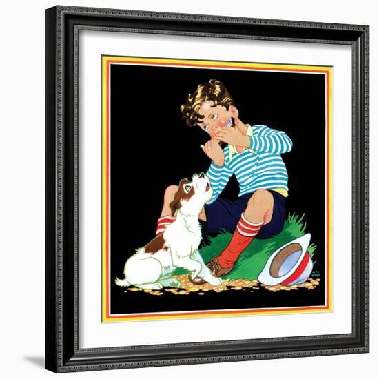 Harmonica Playing - Child Life-Keith Ward-Framed Giclee Print