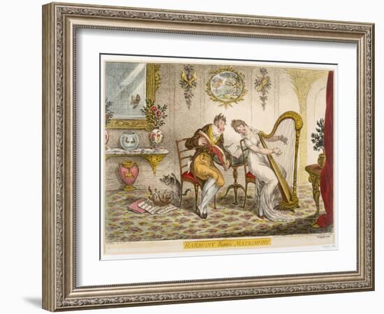 Harmony before Matrimony', Published 1805 (Coloured Engraving)-James Gillray-Framed Giclee Print