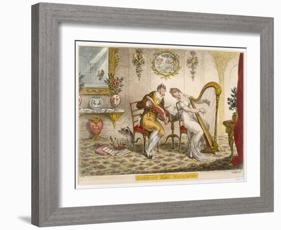 Harmony before Matrimony', Published 1805 (Coloured Engraving)-James Gillray-Framed Giclee Print