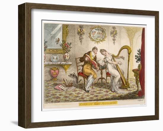 Harmony before Matrimony', Published 1805 (Coloured Engraving)-James Gillray-Framed Giclee Print
