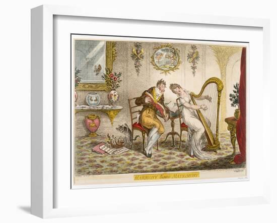 Harmony before Matrimony', Published 1805 (Coloured Engraving)-James Gillray-Framed Giclee Print